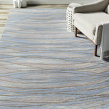 Sinai Light Blue Lined Wool/Viscose Rug - Clearance