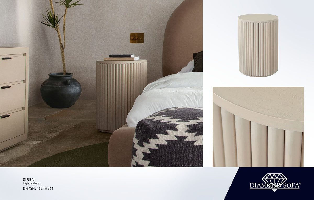 Siren Light Natural Wood End Table - Ornate Home