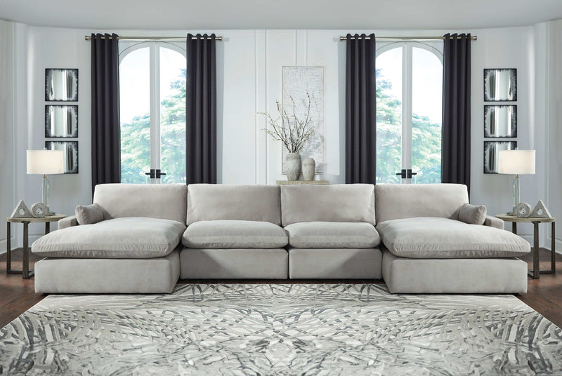 (Online Special Price) Sophie Gray Velvet Modular 4pc "U" Shape Sectional Sofa - Ornate Home