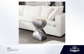 Spire Nickel Aluminum End Table - Ornate Home