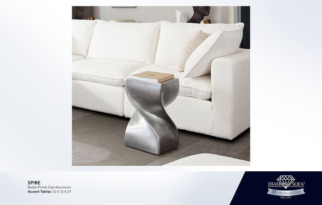 Spire Nickel Aluminum End Table - Ornate Home