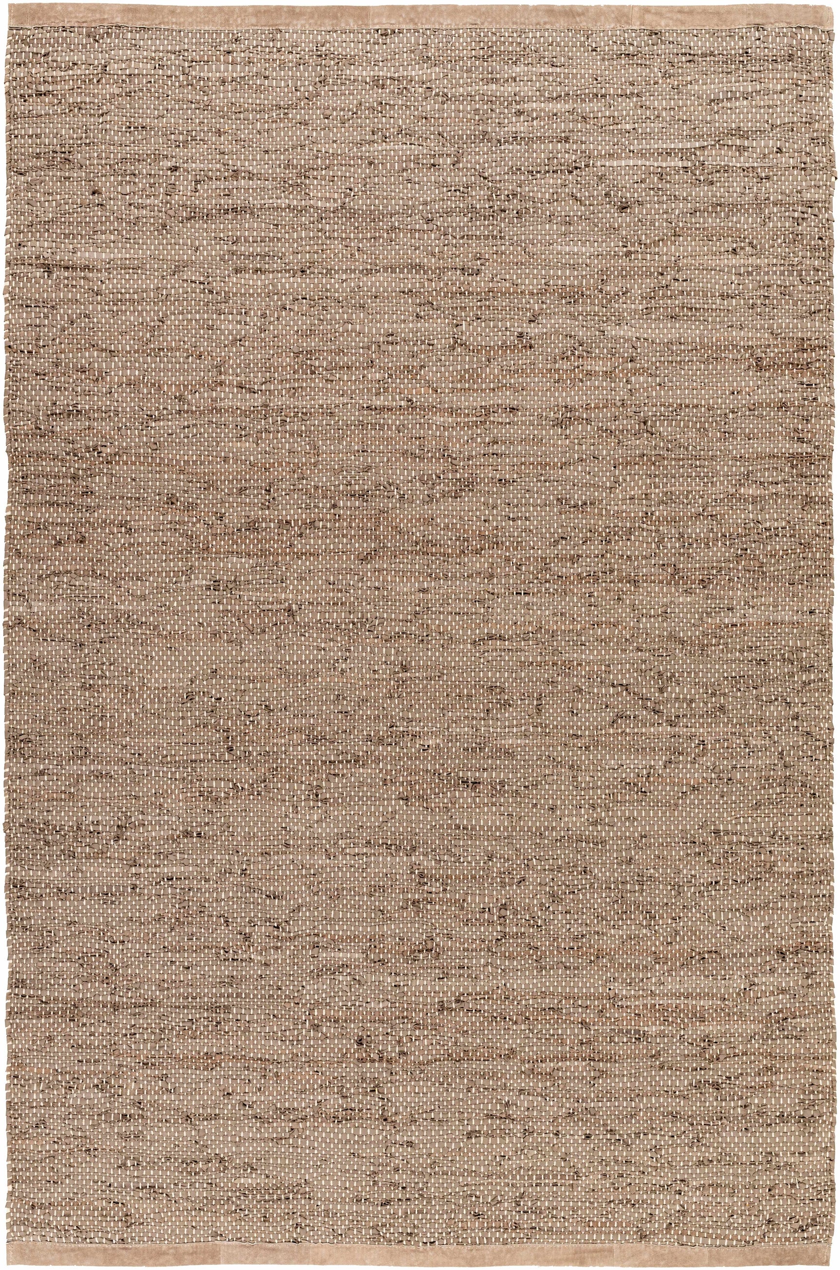 Aneko Khaki Handwoven Leather Rag Carpet - Clearance