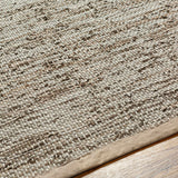 Aneko Khaki Handwoven Leather Rag Carpet - Clearance