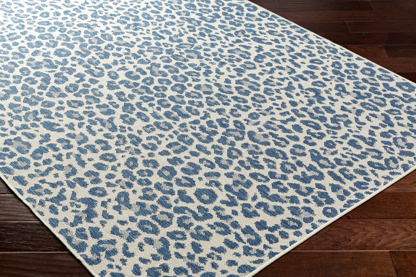 Garbo Blue Leopard Print Outdoor Area Rug - Clearance