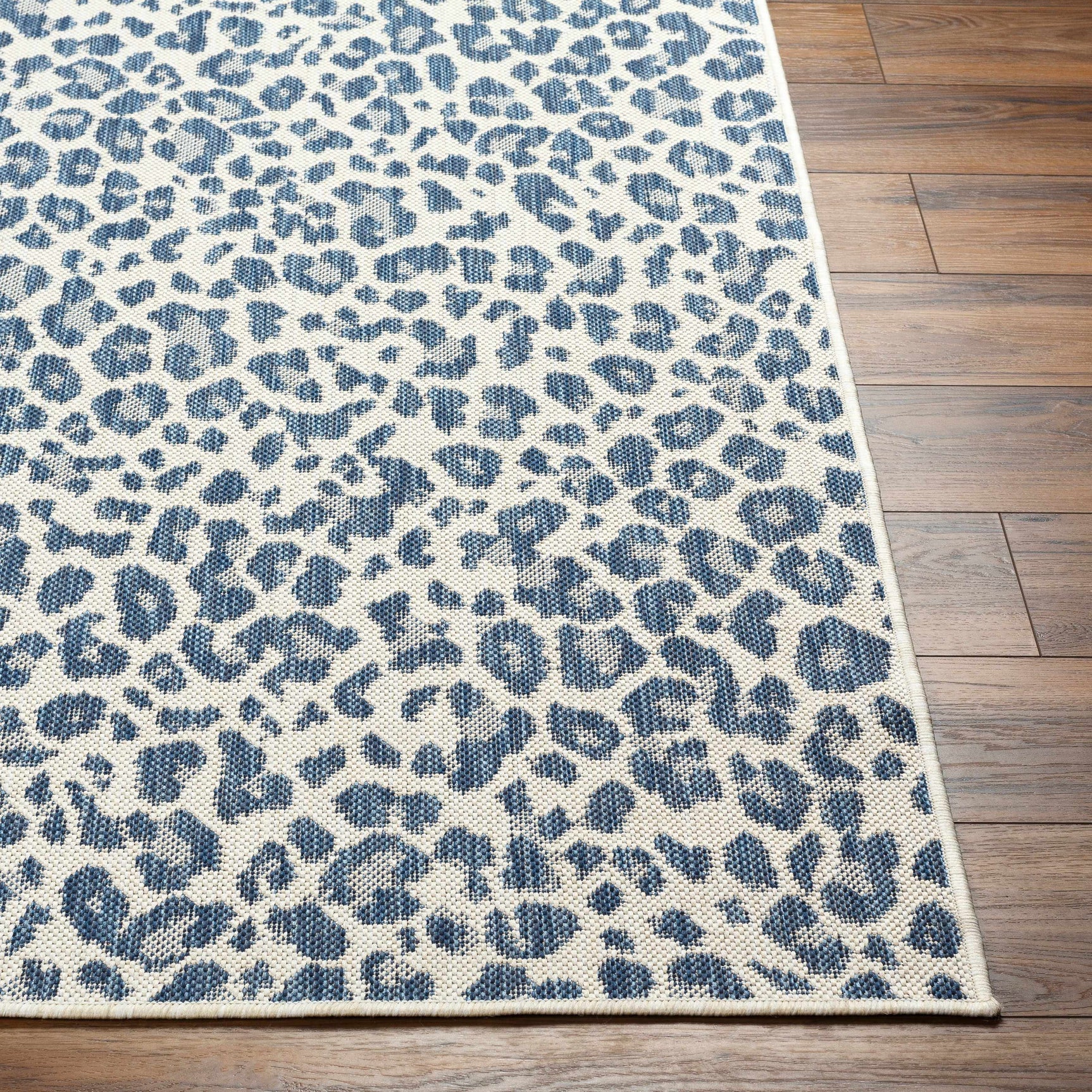 Garbo Blue Leopard Print Outdoor Area Rug - Clearance