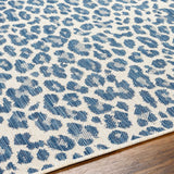 Garbo Blue Leopard Print Outdoor Area Rug - Clearance