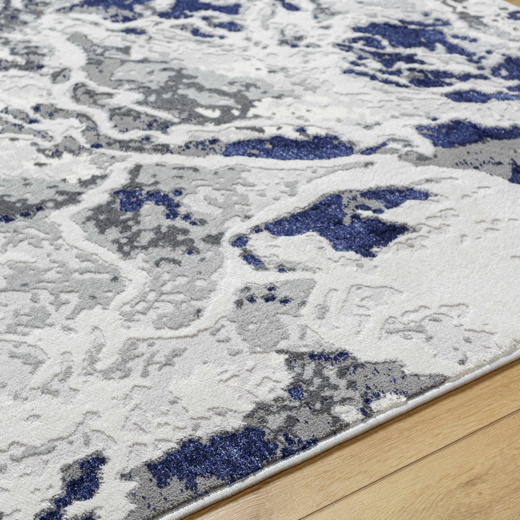 Kaleo Gray & Blue Marble Area Rug - Clearance