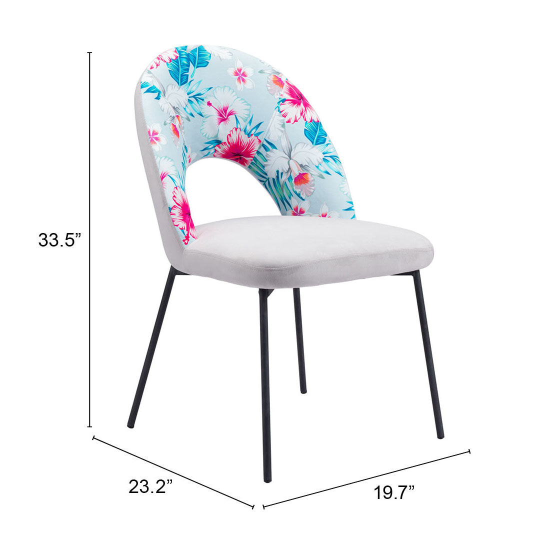 Torrey Gray Dining Chair (Set of 2) Multicolor Print &