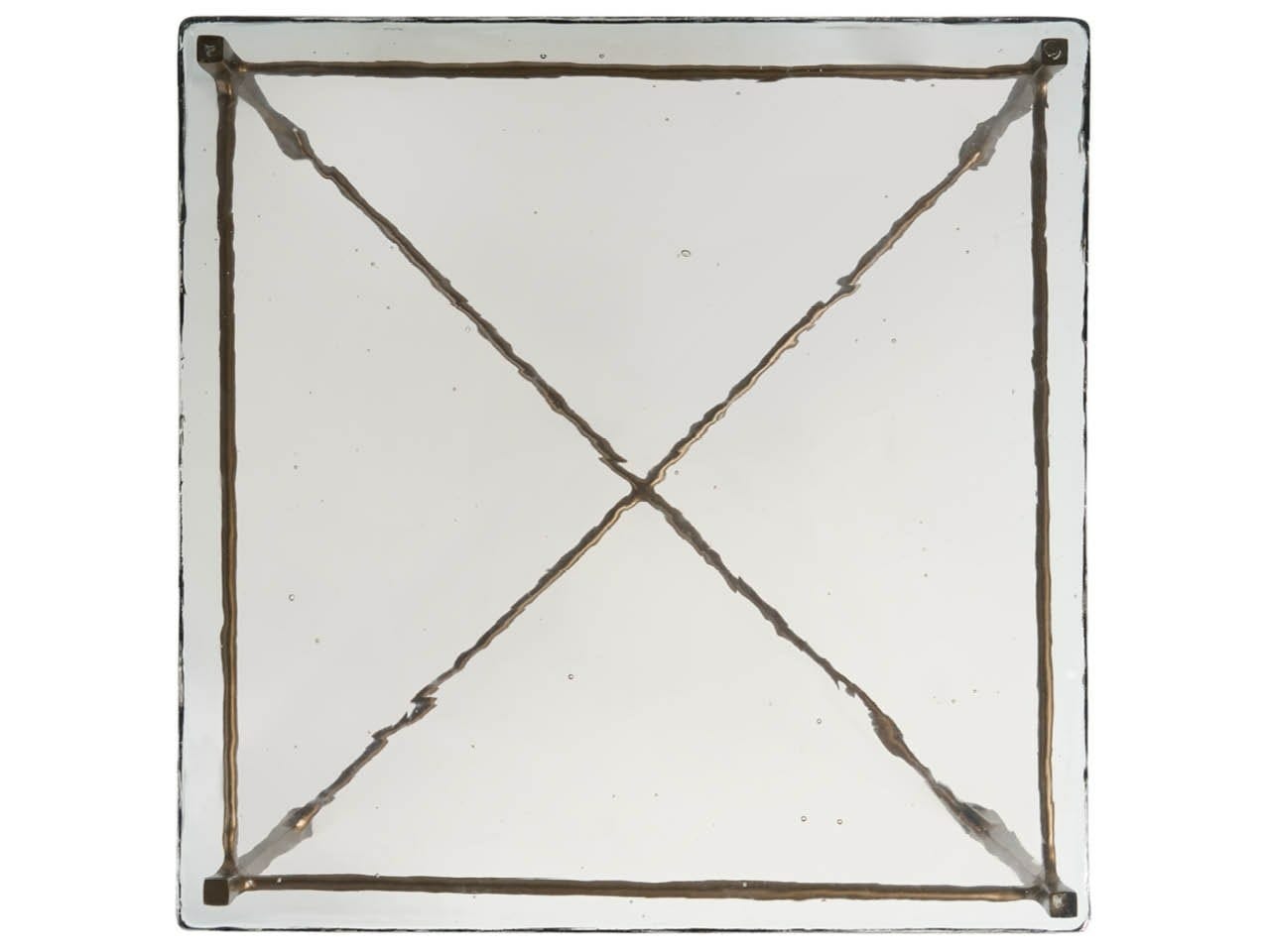 Cirrus Antique Brass/Cast Glass 36" Square Aluminum Base Cocktail Table