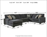 (Online Special Price) Tracling Slate 3pc LAF Chaise Sectional - Ornate Home