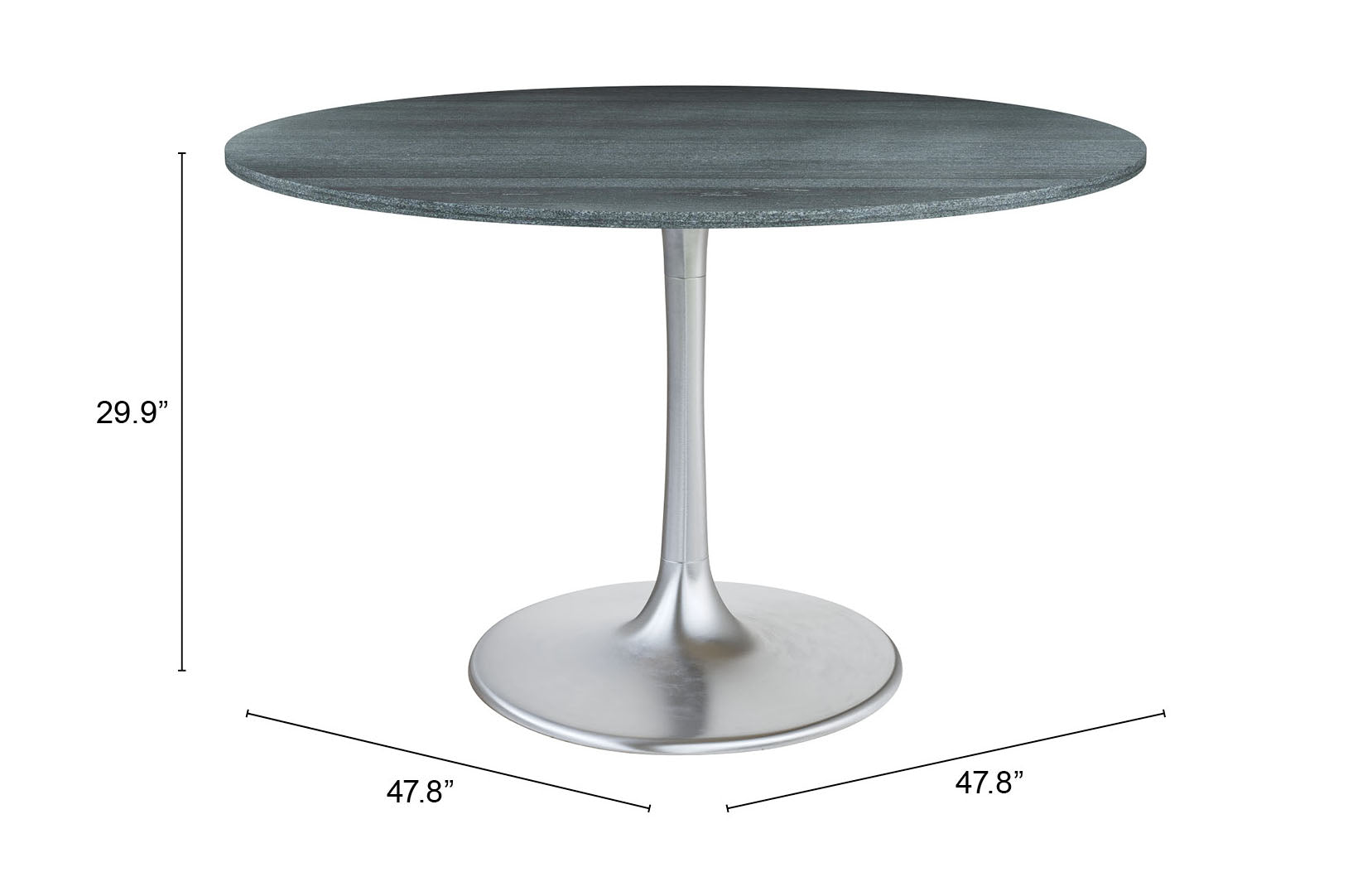 Metropolis Gray & Silver Dining Table