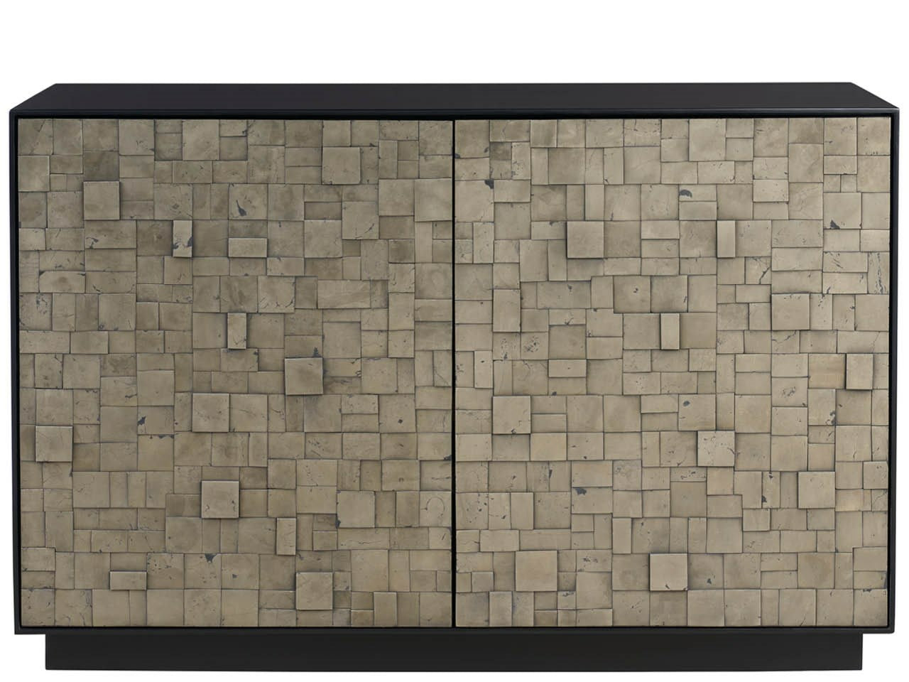 Cosmo Matte Black 48" Wide Two-Door Chest With Pyrite Texture