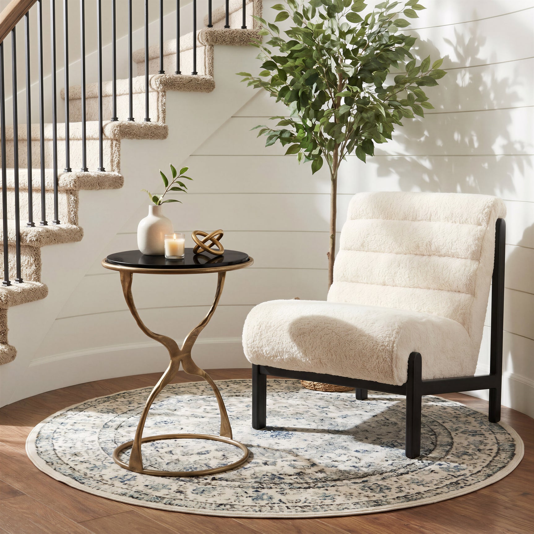 Tempus Black & Brass Accent Table