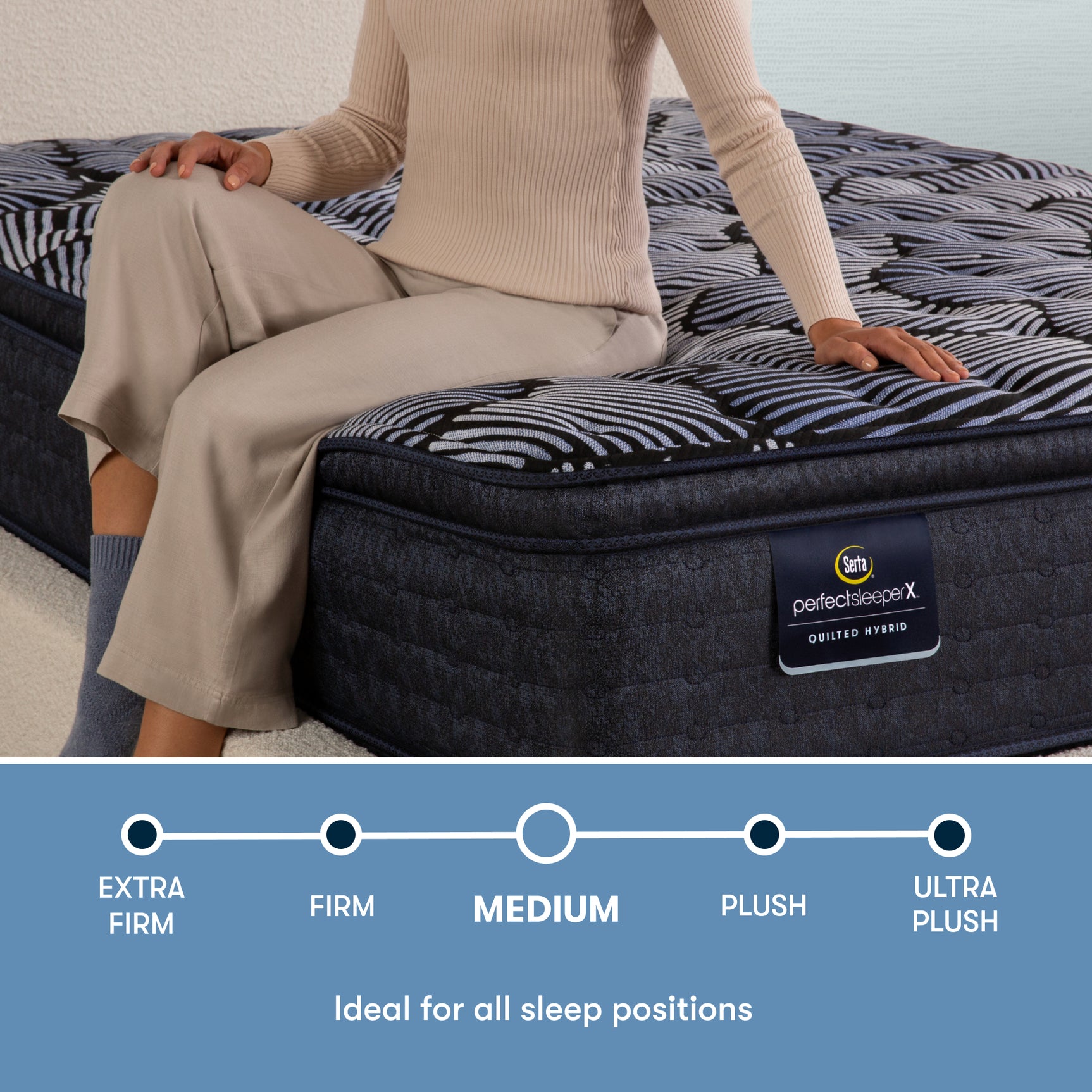 Perfect Sleeper X Lexton 14.25" Dark Blue/Black Hybrid Queen Medium Pillow Top Mattress