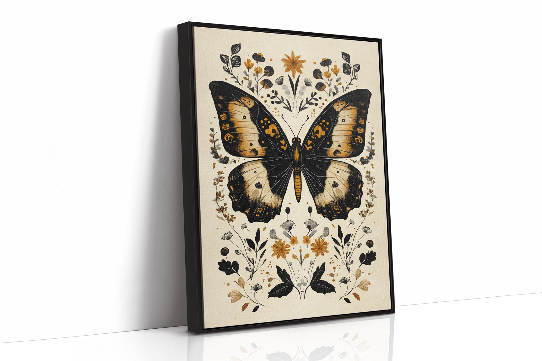 Gilded Monarch - Vintage Butterfly & Floral Art