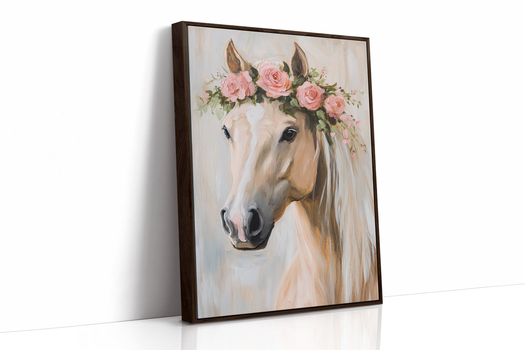 Petal-Crowned Horse Elegance