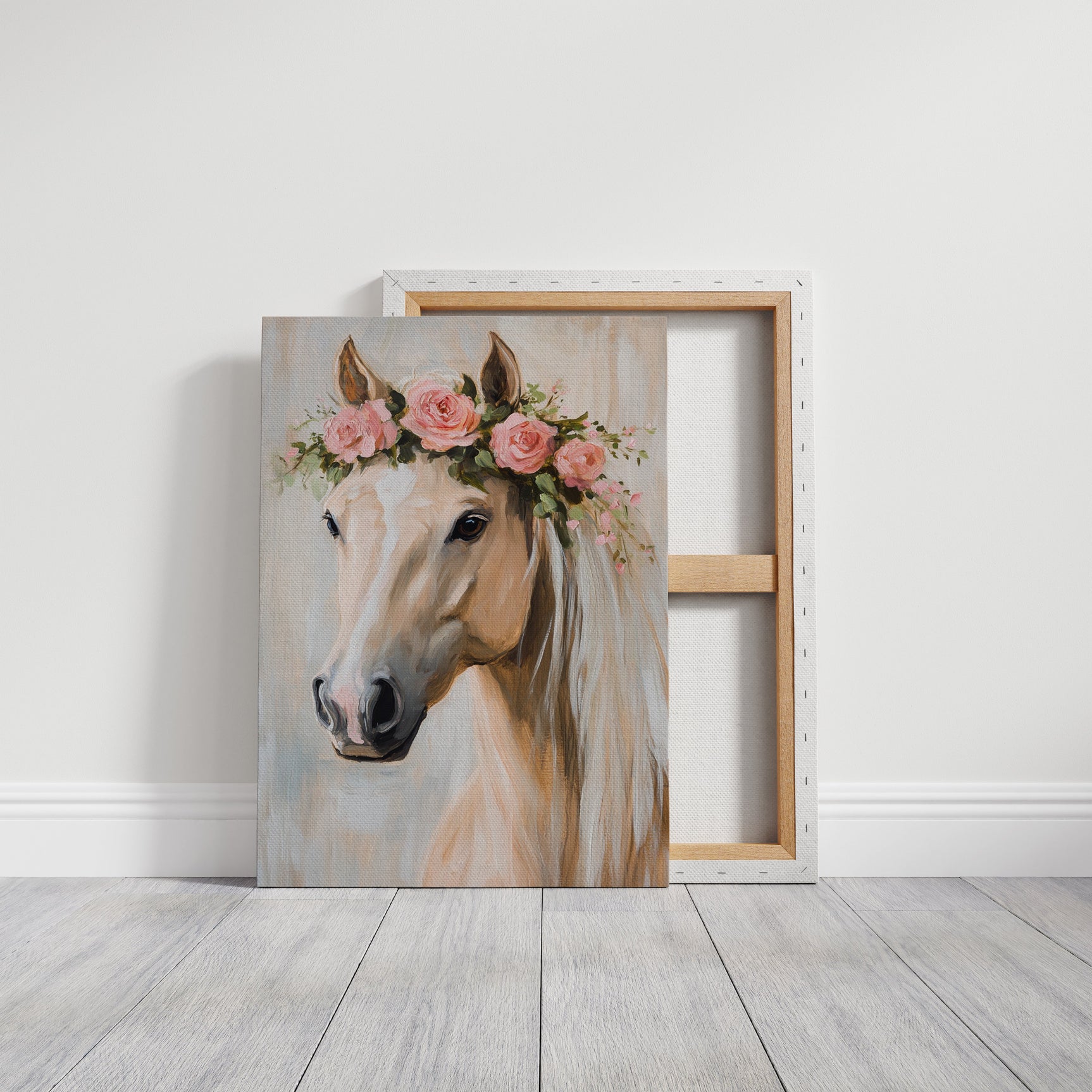Petal-Crowned Horse Elegance