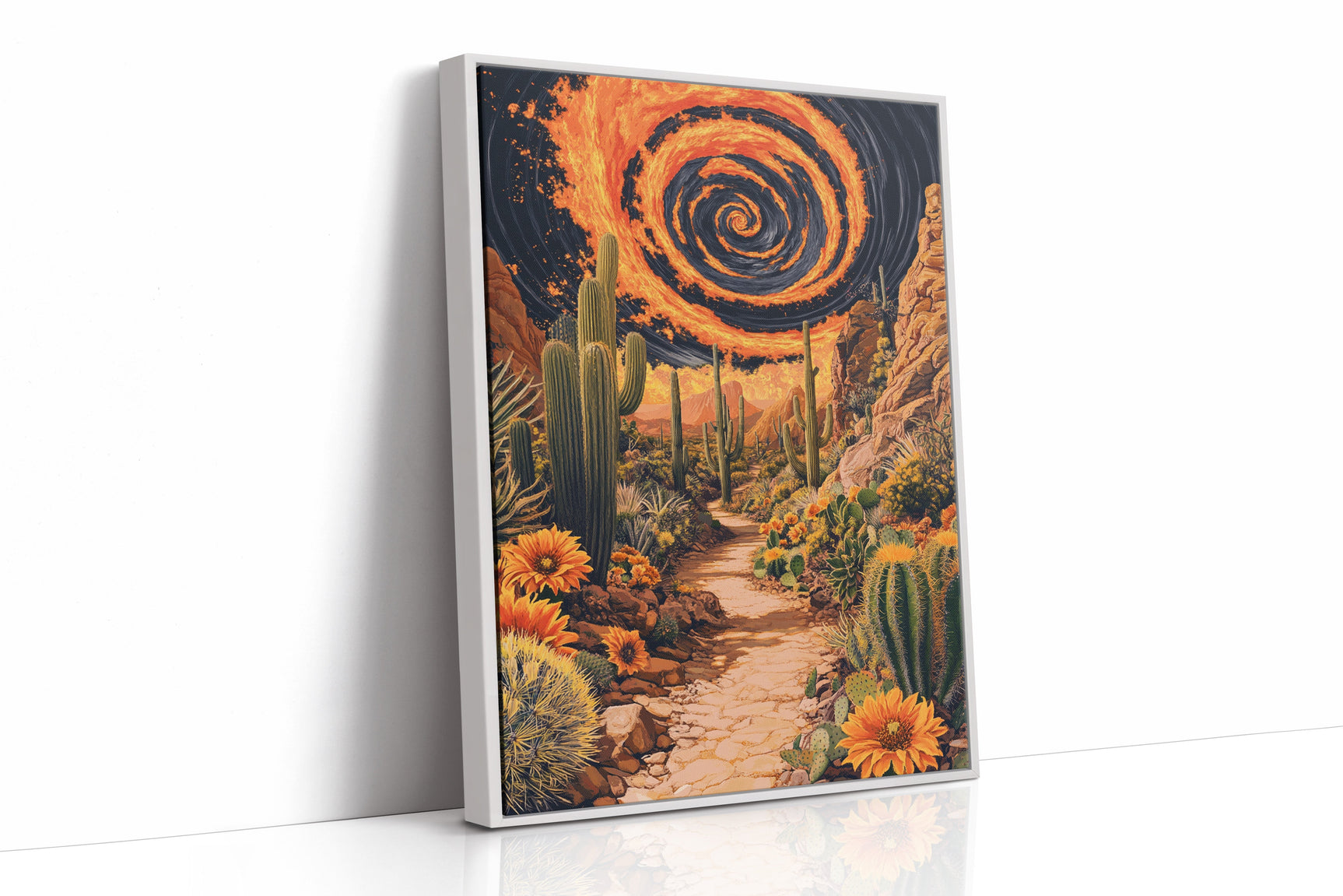 Pathway Through Fiery Blooms