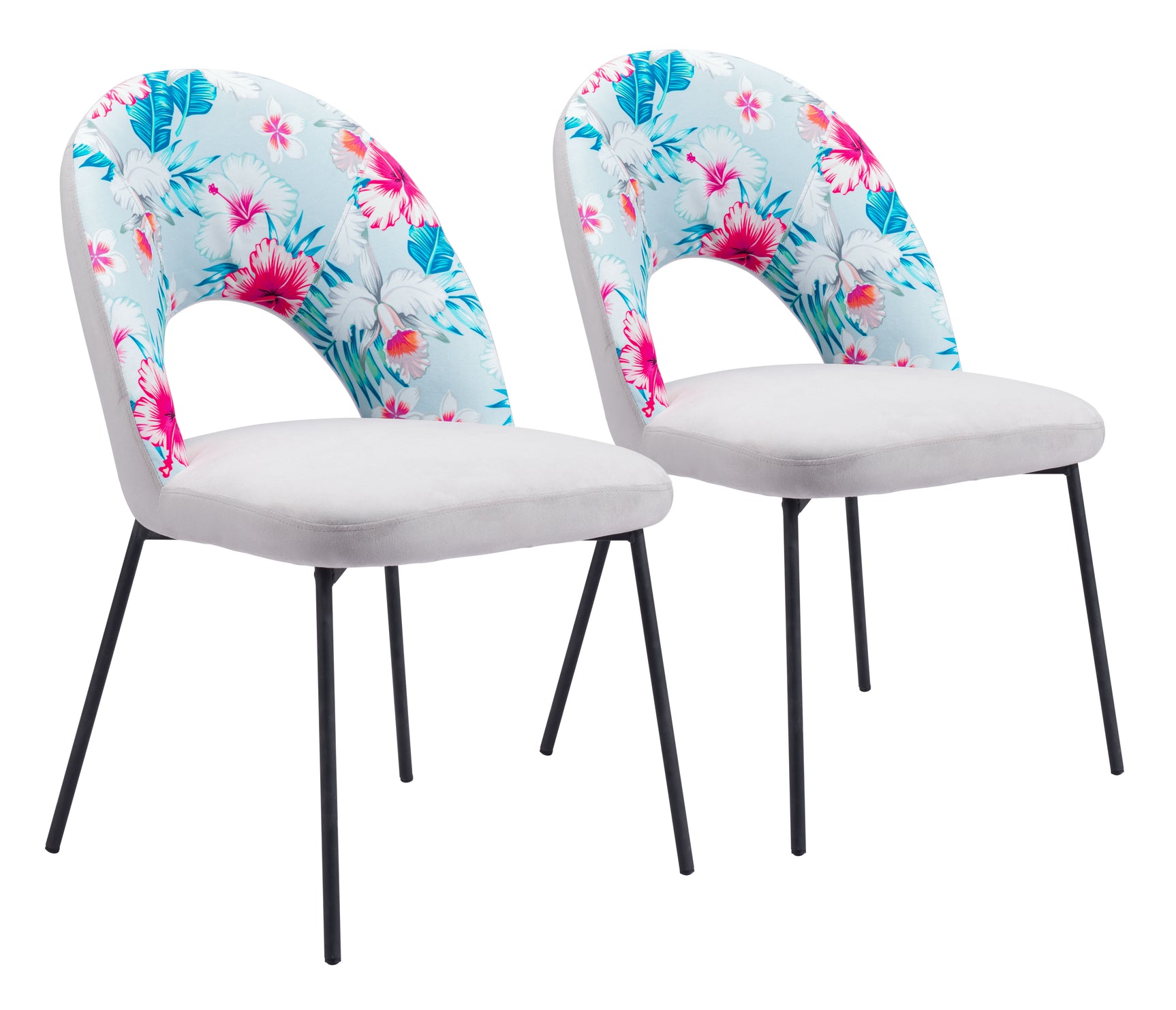 Torrey Gray Dining Chair (Set of 2) Multicolor Print &