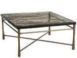 Cirrus Antique Brass/Cast Glass 36" Square Aluminum Base Cocktail Table