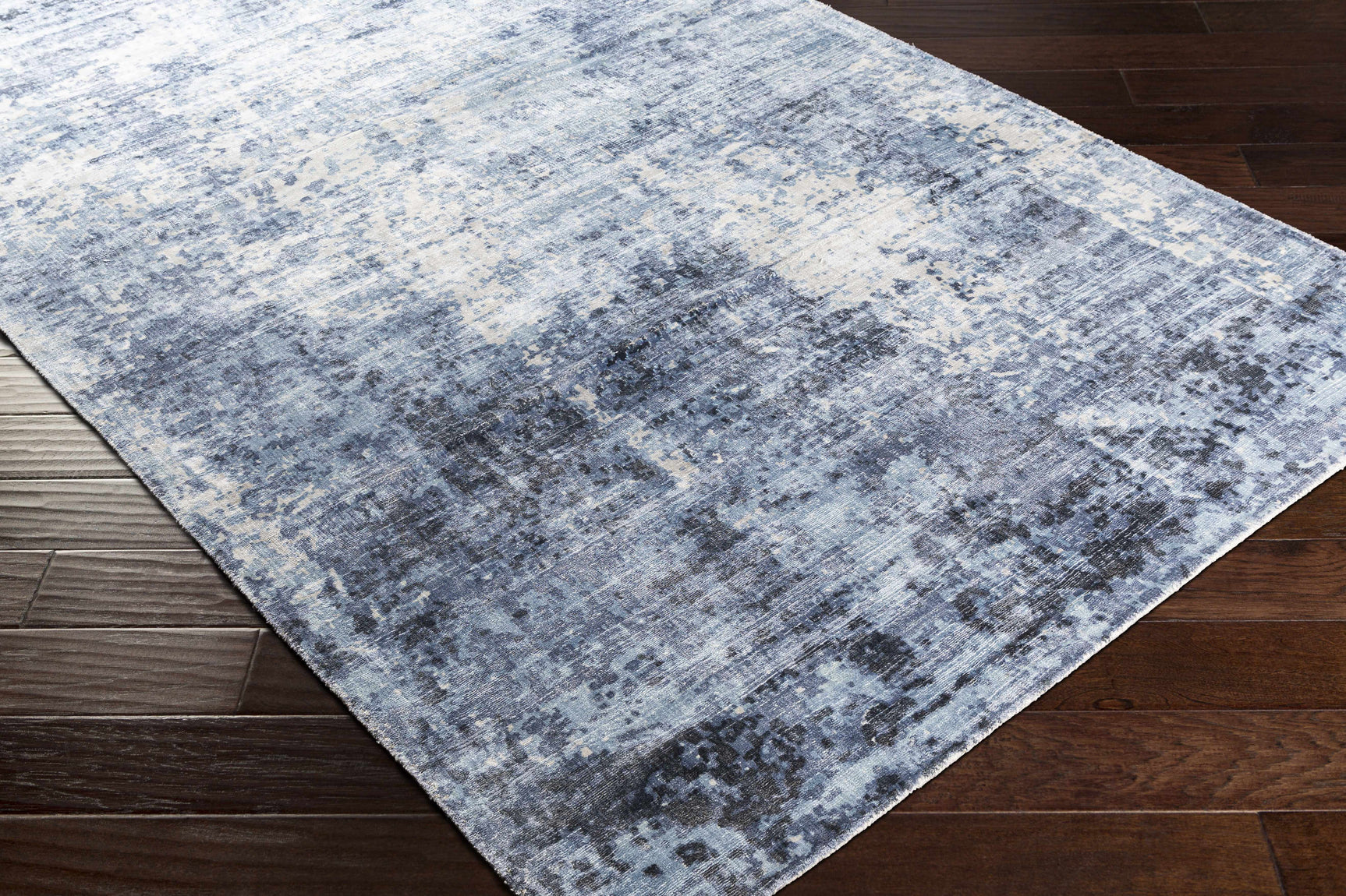 Wardle Abstract Blue/White Viscose Rug - Clearance