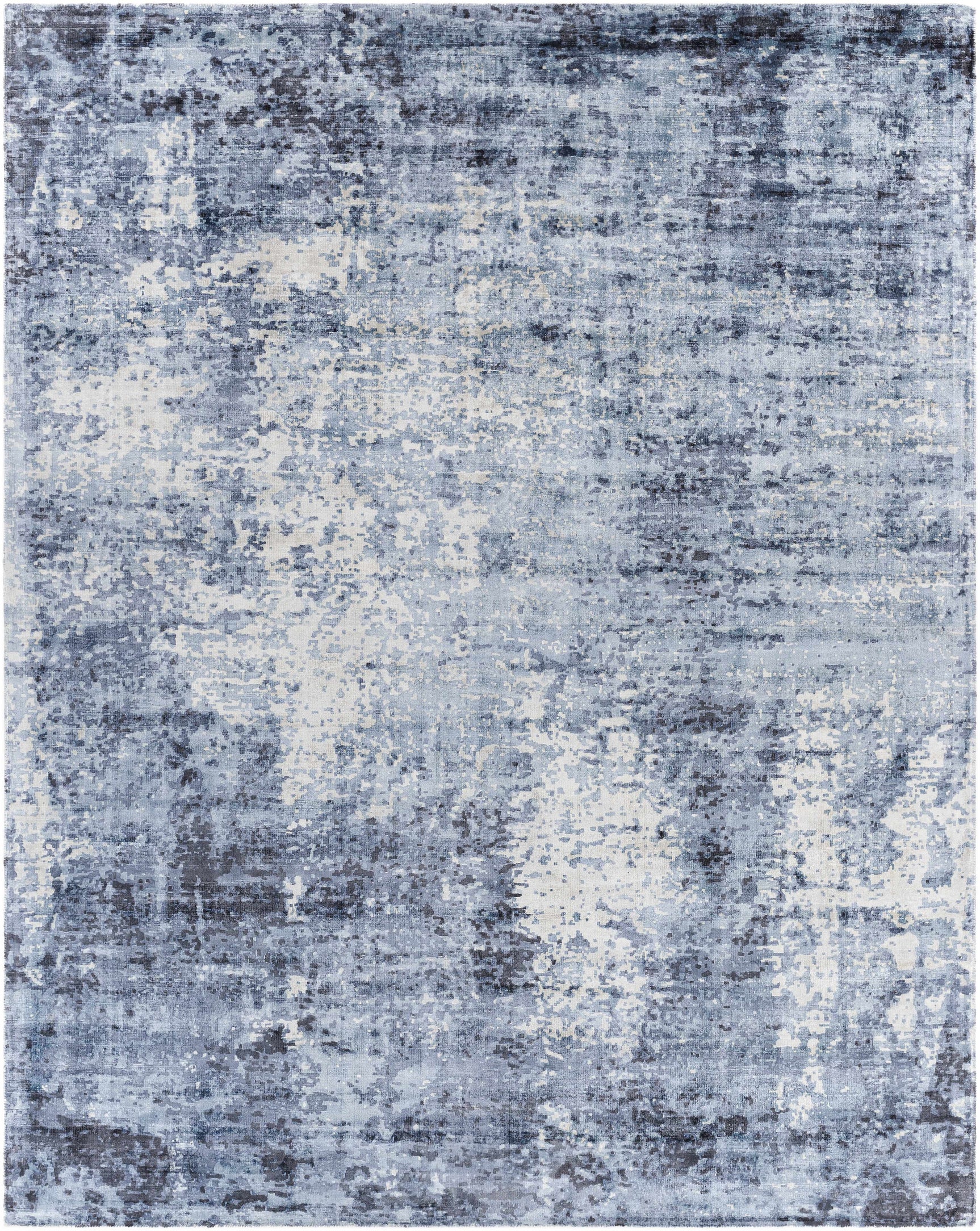 Wardle Abstract Blue/White Viscose Rug - Clearance