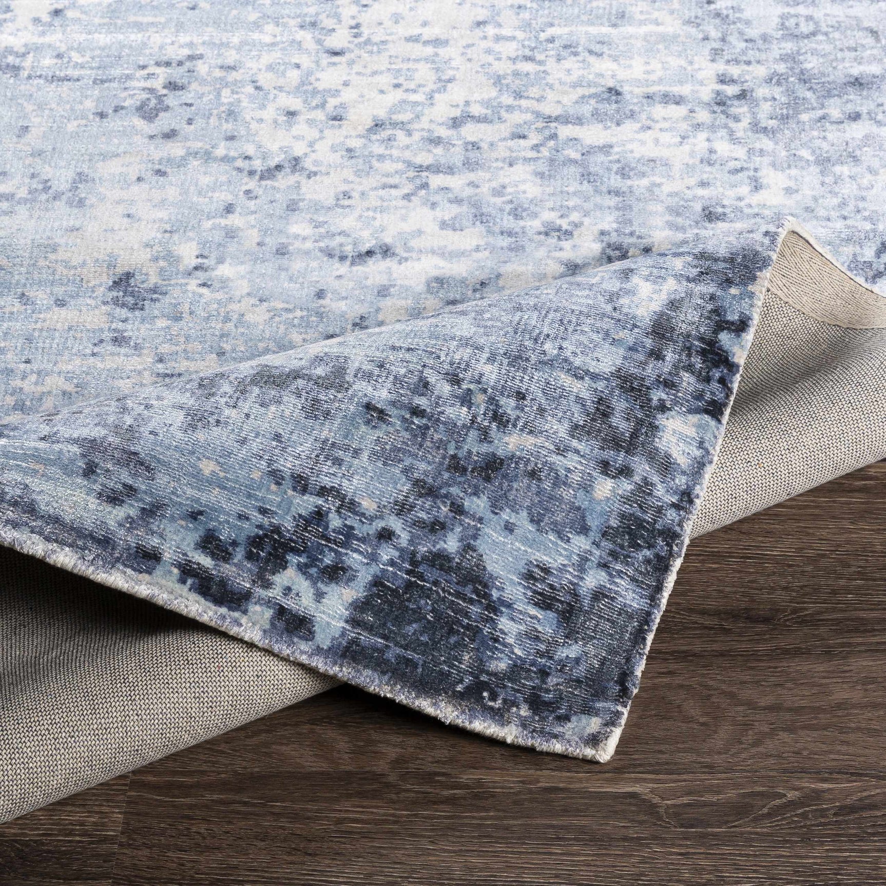 Wardle Abstract Blue/White Viscose Rug - Clearance