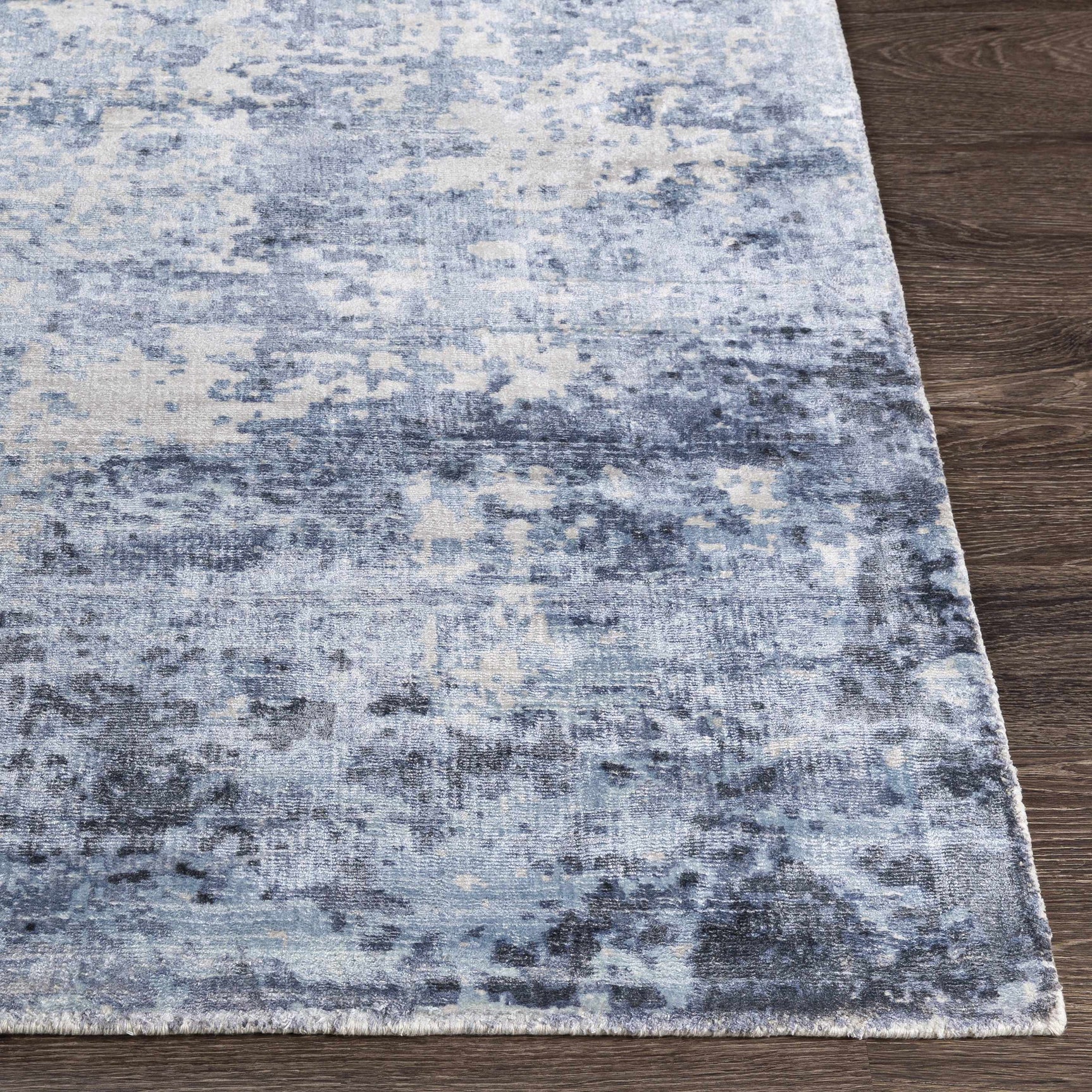 Wardle Abstract Blue/White Viscose Rug - Clearance