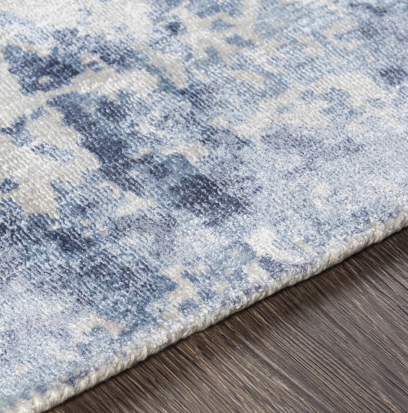 Wardle Abstract Blue/White Viscose Rug - Clearance