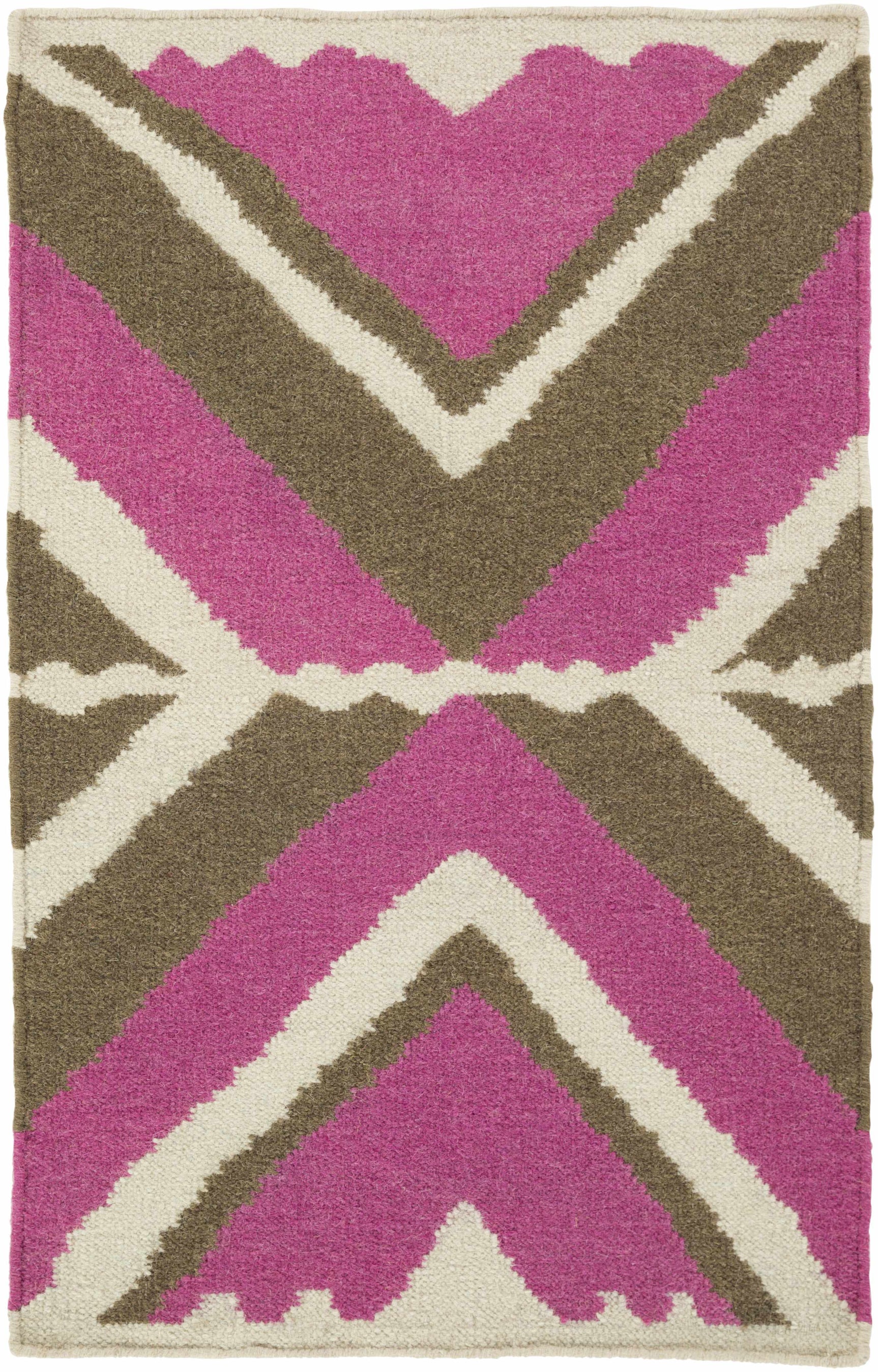 Wiley Magenta&Brown Wool Rug - Clearance