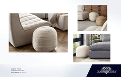Wool White Natural Wool Pouf - Ornate Home
