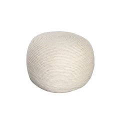 Wool White Natural Wool Pouf - Ornate Home