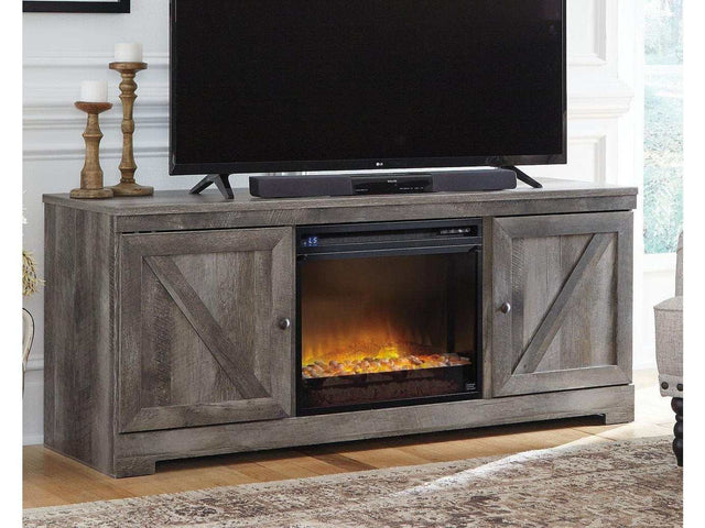 (Online Special Price) Wynnlow Gray 63" TV Stand w/ Electric Fireplace Insert - Ornate Home