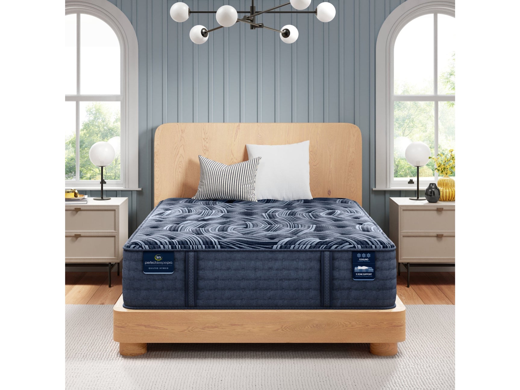 Perfect Sleeper Pro New Paris 15" Dark Blue Latex Hybrid Queen Medium Mattress