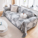 Chenille Geometric Patterned Sofa Throw, Couch Covers for Sectionals for Pets, Throw Cover for Couch