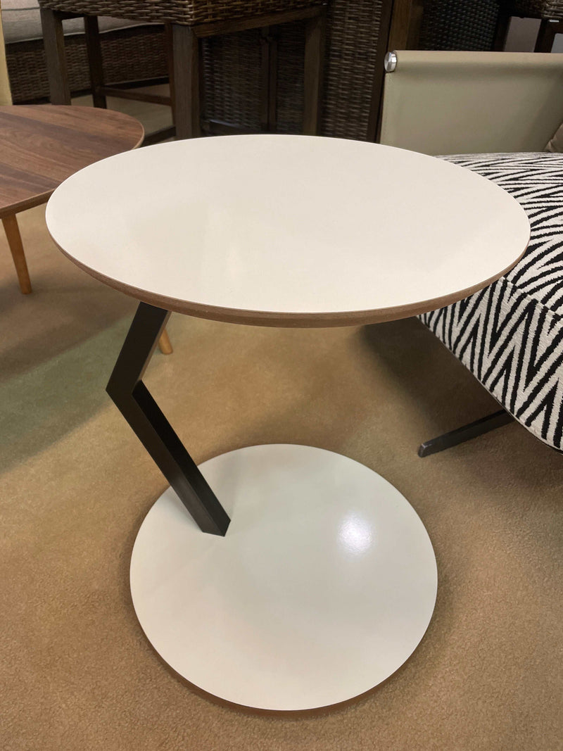 Zoey White Round Snack Table w/ Casters - Ornate Home