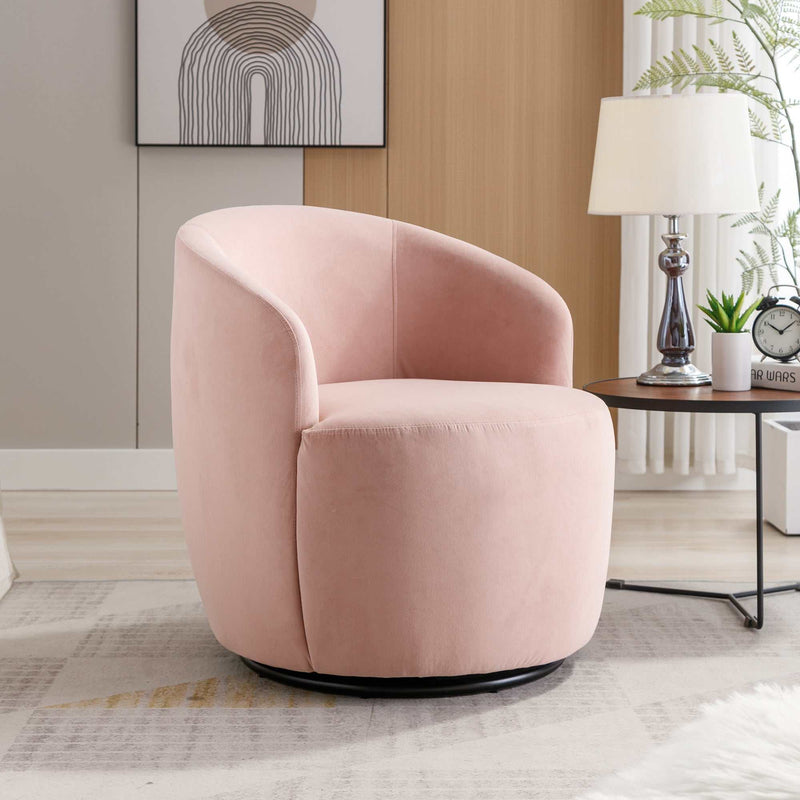 Tule Velvet Swivel Accent Armchair with Metal Ring Detail Pink