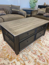 Tyler Creek Grayish Brown/Black Lift Top Coffee Table - Ornate Home