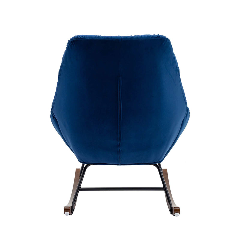 Harmony Plush Velvet Blue Rocking Chair