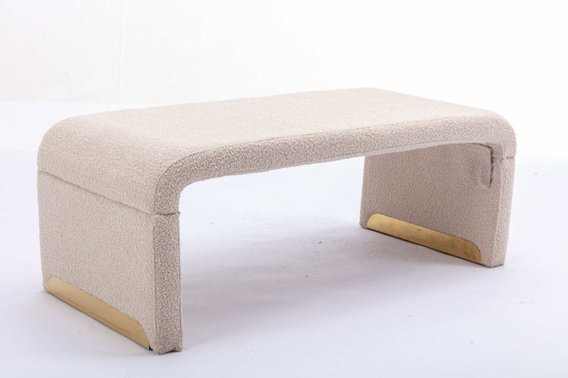 Angel Multi-Functional Beige Bench With Gold Metal Legs