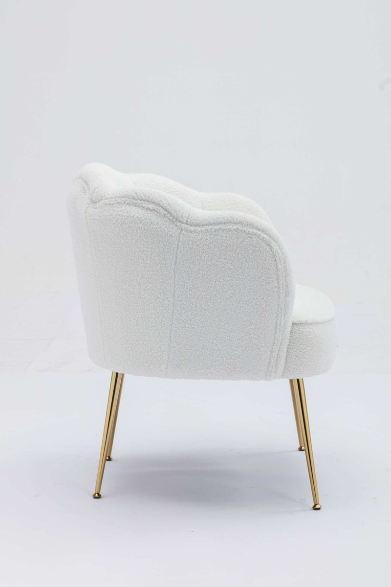 Annadel Teddy Ivory Accent Chair w/ Gold Legs