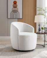 Tule Velvet Swivel Accent Armchair with Metal Ring Detail White - Ornate Home