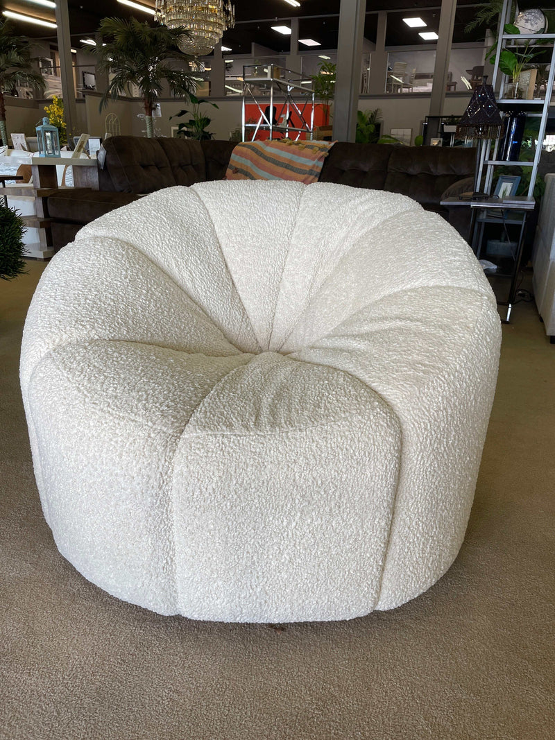 Osmash - White Boucle - Chair - Swivel 360 Degree - Ornate Home