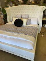 Barzini White California King Bed - Ornate Home