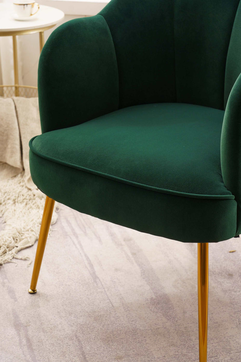 Annadel Teddy Dark Green Velvet Accent Chair w/ Gold Legs