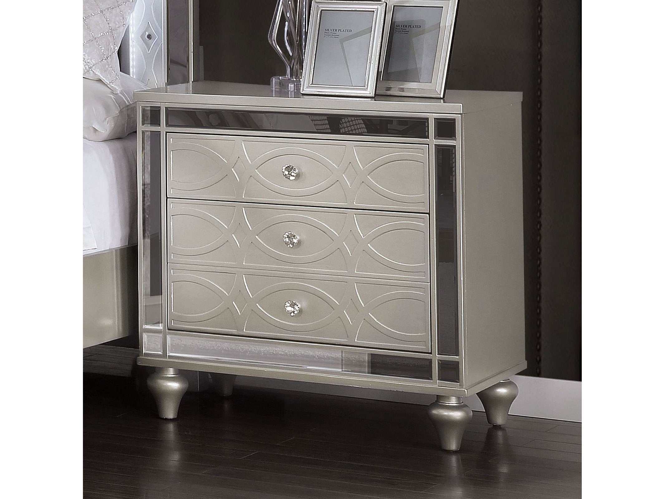 Manar Silver Nightstand - Ornate Home