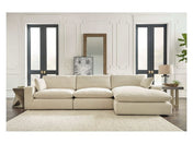 Elyza Linen 3pc Sectional Sofa w/ RAF Corner Chaise - Ornate Home