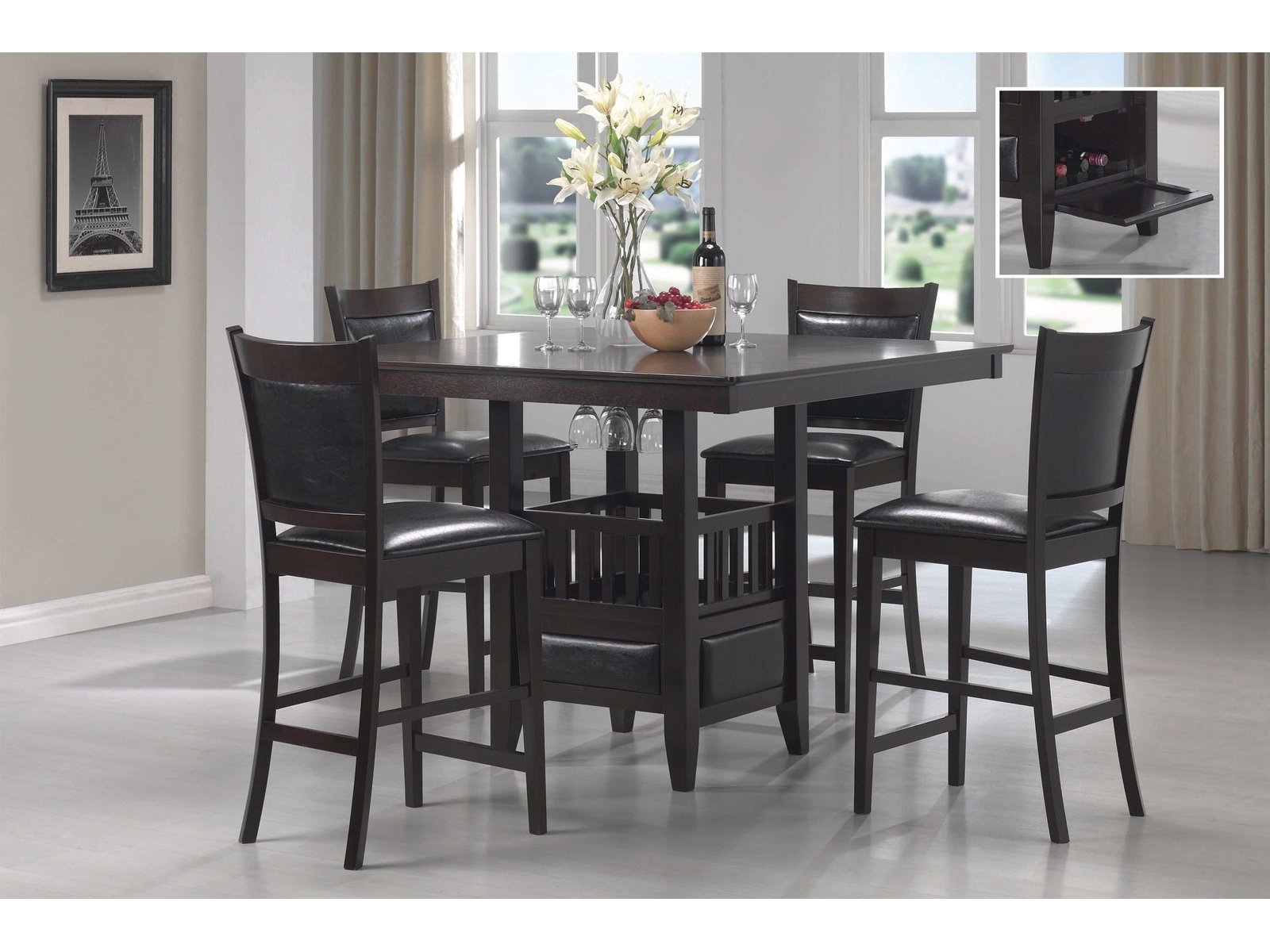 Jaden Espresso & Black 5pc Dining Room Set - Ornate Home