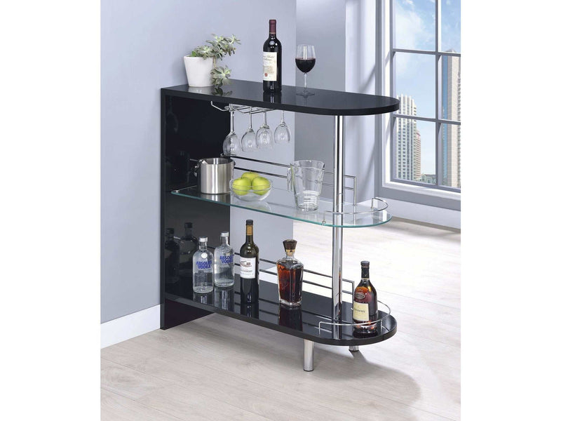 Adolfo Glossy Black & Clear 3 Tier Bar Table - Ornate Home