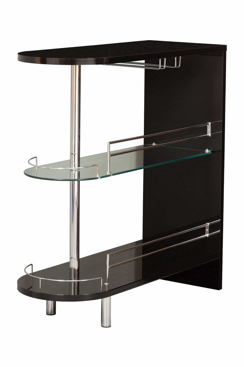 Adolfo Glossy Black & Clear 3 Tier Bar Table - Ornate Home